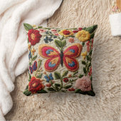 刺繍バタフライ クッション (ブランケット)