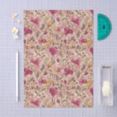 刺繍バラの華やかな柄 薄葉紙 (クラフト)
