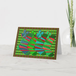 刺繍パターン(の模様が)あるされたクリスマスストッキング シーズンカード