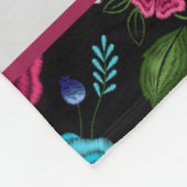 刺繍パーソナライズされたスタイルフローラブルーブラック フリースブランケット (角)