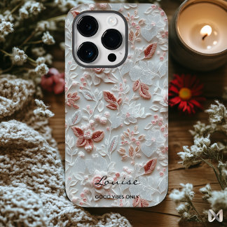 刺繍パーソナライズされたフローラiPhoneケース Case-Mate iPhone 14 Proケース