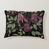 刺繍パープルアイリス黒い背景。 アクセントクッション (裏面)