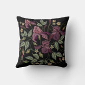 刺繍パープルアイリス黒い背景。 クッション (裏面)