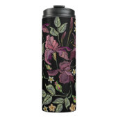 刺繍パープルアイリス黒い背景。 タンブラー (正面)