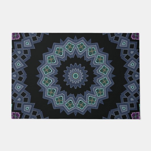 刺繍ビーズ模様 ドアマット (正面)