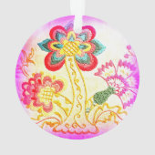 刺繍ピンクパームツリーオーナメント オーナメント (裏面)