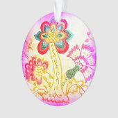 刺繍ピンクパームツリーオーナメント オーナメント (正面)