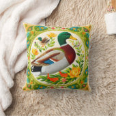 刺繍フェイクとキルテッドルックマラードアヒル クッション (ブランケット)