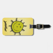 刺繍フェイクパッチハッピーサンイエロー ラゲッジタグ (正面横)