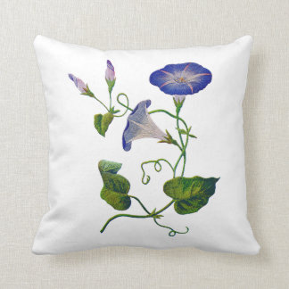 刺繍フェイクブルーモーニンググローリーピロー クッション