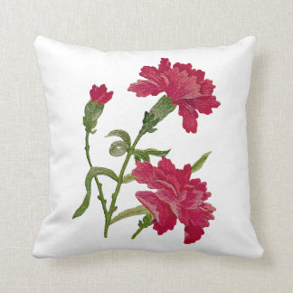 刺繍フェイク赤カーネーション枕 クッション