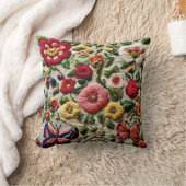 刺繍フラワー クッション (ブランケット)