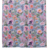 刺繍フローラシームレスパターン シャワーカーテン (正面)