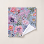 刺繍フローラシームレスパターン バスタオルセット (ウォッシュタオル)