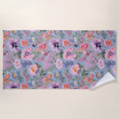 刺繍フローラシームレスパターン ビーチタオル (正面)