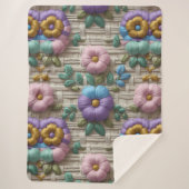 刺繍フローラスタイル | プラッシュ&コージー シェルパブランケット (正面)