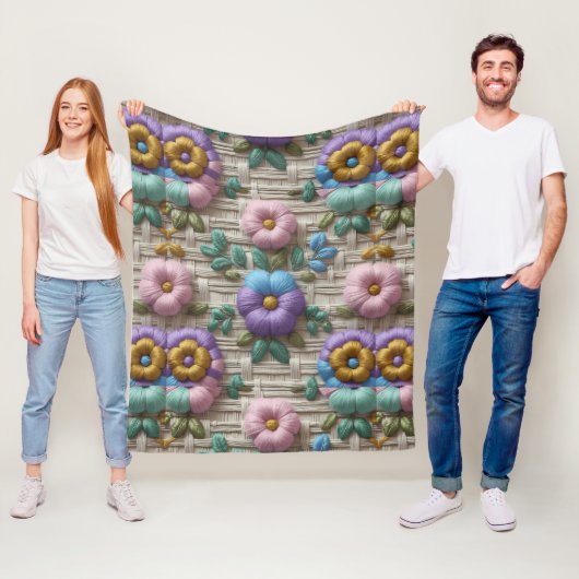 刺繍フローラスタイル | プラッシュ&コージー フリースブランケット (インサイチュ)