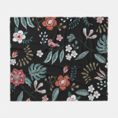 刺繍フローラネックライン、ヴィンテージブーケ。 フリースブランケット (正面(横))