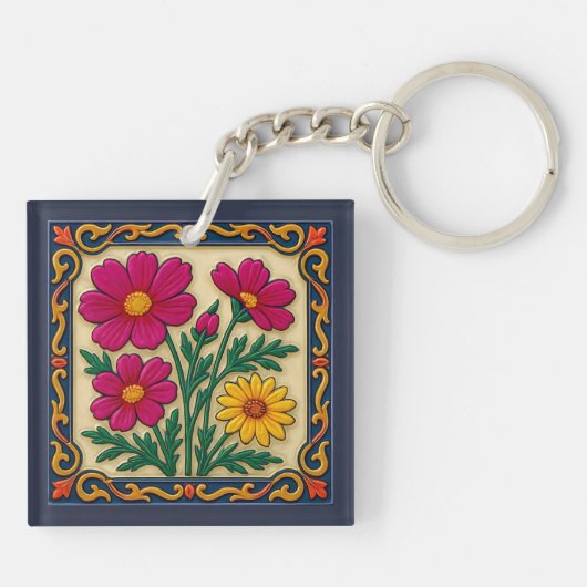 刺繍フローラフォークアート キーホルダー (裏面)