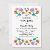 刺繍フローラフォーク結婚アート 招待状 (正面)