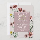 刺繍フローラブライダルシャワーヴィンテージ箔リングや輪 招待状 (正面)