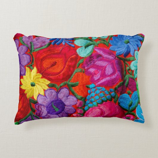 刺繍フローラ伝統的繊維の詳細 アクセントクッション (正面)