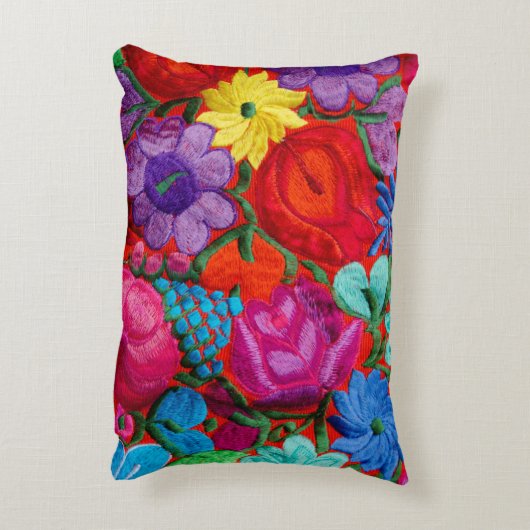 刺繍フローラ伝統的繊維の詳細 アクセントクッション (裏面(縦))