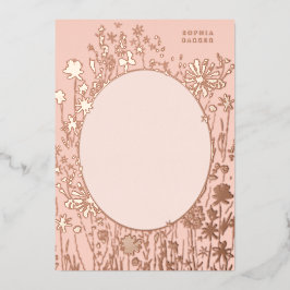 刺繍フローラ空白の赤面金ゴールド 箔招待状