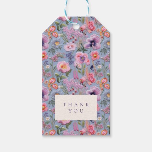 刺繍フローラ結婚のイニシャルありがとう ギフトタグ (正面)