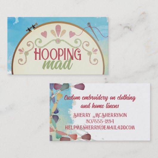 刺繍フープ裁縫針糸シームストレス 名刺 (正面/裏面)