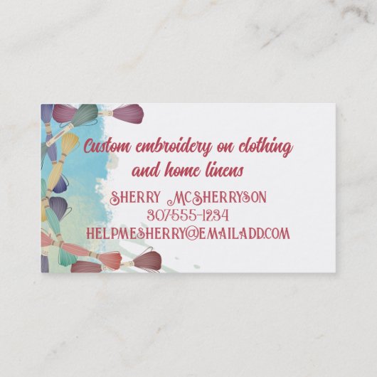 刺繍フープ裁縫針糸シームストレス 名刺 (裏面)