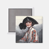 刺繍ブラウスの女性 マグネット (正面/裏面)