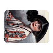 刺繍ブラウスの女性 マグネット (横)