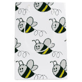 刺繍プリントかわいい蜂ベビーシャワー ミディアムペーパーバッグ (正面)