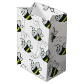 刺繍プリントかわいい蜂ベビーシャワー ミディアムペーパーバッグ (裏面アングル)