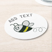 刺繍プリントかわいい蜂ベビーシャワー ラウンドペーパーコースター (アングル)