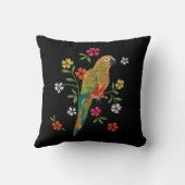 刺繍プリントオウム赤イエローピンクフローラ クッション (裏面)