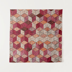 刺繍ヘキサゴン:ボヘミアンパッチワークプリント。 タペストリー