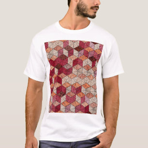 刺繍ヘキサゴン:ボヘミアンパッチワークプリント。 Tシャツ