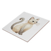 刺繍ベージュ子猫ボホキャットセラミックスタイル タイル (側面)