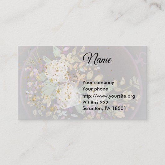 刺繍ホワイトローゼズビジネスカード 名刺 (正面)