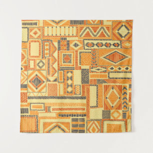 刺繍ボヘミアンパッチワークシームレスパターン タペストリー