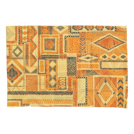刺繍ボヘミアンパッチワークシームレスパターン 枕カバー (正面)