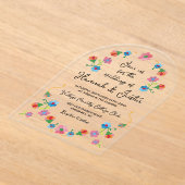 刺繍メキシカンフィエスタ結婚フローラ アクリル招待状 (レイダウン)