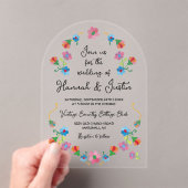 刺繍メキシカンフィエスタ結婚フローラ アクリル招待状 (インサイチュ (ポータブル))