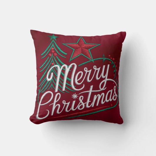 刺繍メリークリスマスデザイン クッション (正面)