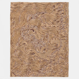 刺繍ユニコーンウッドアート フリースブランケット