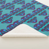 刺繍ルックウォーターカラーフクロウと猫ハート シェルパブランケット (3/4)