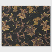 刺繍ルネッサンス金フローラの継ぎ目無し模様 ラッピングペーパー (フラット)