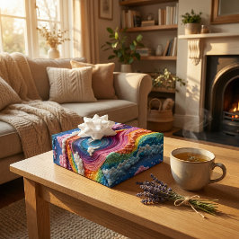 刺繍レインボー、スカイ、クラウドデザイン ラッピングペーパーシート